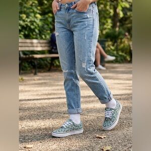 Vans Off The Wall Butterfly Print Sneakers - Teal - Women’s Size 6 / EU 38